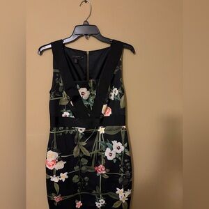 Ted Baker Black Floral Midi Dress